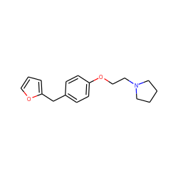 c1coc(Cc2ccc(OCCN3CCCC3)cc2)c1 ZINC000013805452