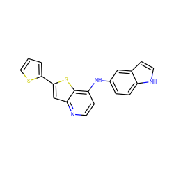 c1csc(-c2cc3nccc(Nc4ccc5[nH]ccc5c4)c3s2)c1 ZINC000013588182