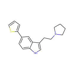 c1csc(-c2ccc3[nH]cc(CCN4CCCC4)c3c2)c1 ZINC000028003706