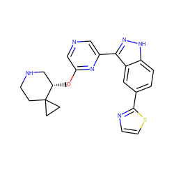 c1csc(-c2ccc3[nH]nc(-c4cncc(O[C@H]5CNCCC56CC6)n4)c3c2)n1 ZINC000299860595