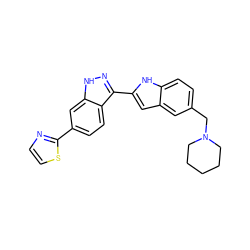 c1csc(-c2ccc3c(-c4cc5cc(CN6CCCCC6)ccc5[nH]4)n[nH]c3c2)n1 ZINC000014949254