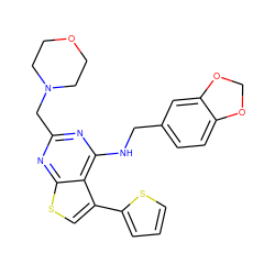 c1csc(-c2csc3nc(CN4CCOCC4)nc(NCc4ccc5c(c4)OCO5)c23)c1 ZINC000022341225