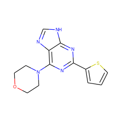 c1csc(-c2nc(N3CCOCC3)c3nc[nH]c3n2)c1 ZINC000045391620