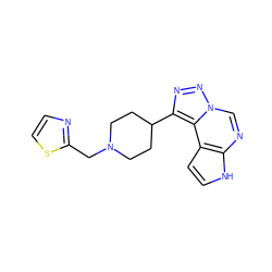 c1csc(CN2CCC(c3nnn4cnc5[nH]ccc5c34)CC2)n1 ZINC001772624653