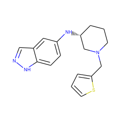 c1csc(CN2CCC[C@@H](Nc3ccc4[nH]ncc4c3)C2)c1 ZINC000028640368