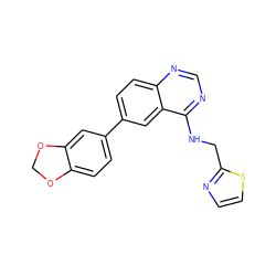 c1csc(CNc2ncnc3ccc(-c4ccc5c(c4)OCO5)cc23)n1 ZINC000066156852