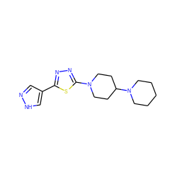 c1n[nH]cc1-c1nnc(N2CCC(N3CCCCC3)CC2)s1 ZINC000066258256