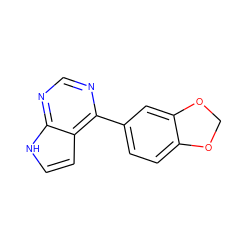 c1nc(-c2ccc3c(c2)OCO3)c2cc[nH]c2n1 ZINC000063539274