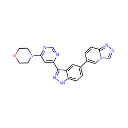 c1nc(-c2n[nH]c3ccc(-c4ccc5nncn5c4)cc23)cc(N2CCOCC2)n1 ZINC000225573772