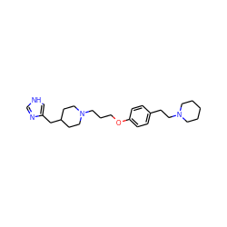 c1nc(CC2CCN(CCCOc3ccc(CCN4CCCCC4)cc3)CC2)c[nH]1 ZINC000028570809