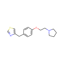 c1nc(Cc2ccc(OCCN3CCCC3)cc2)cs1 ZINC000013805444