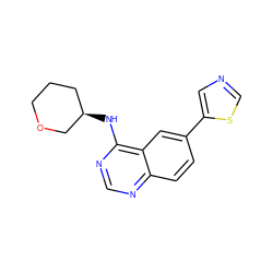 c1nc(N[C@@H]2CCCOC2)c2cc(-c3cncs3)ccc2n1 ZINC000299852934