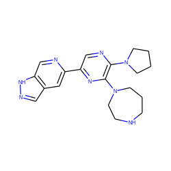 c1nc(N2CCCC2)c(N2CCCNCC2)nc1-c1cc2cn[nH]c2cn1 ZINC000169312615