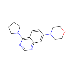 c1nc(N2CCCC2)c2ccc(N3CCOCC3)cc2n1 ZINC000205134206