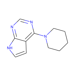 c1nc(N2CCCCC2)c2cc[nH]c2n1 ZINC000066251571