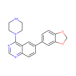 c1nc(N2CCNCC2)c2cc(-c3ccc4c(c3)OCO4)ccc2n1 ZINC000004267205