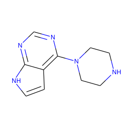 c1nc(N2CCNCC2)c2cc[nH]c2n1 ZINC000040448778