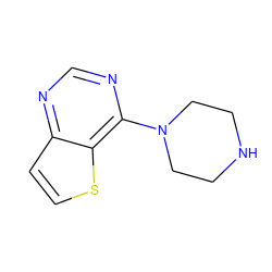 c1nc(N2CCNCC2)c2sccc2n1 ZINC000002513539