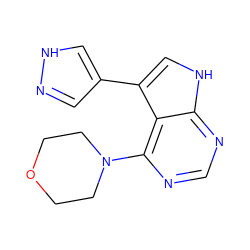 c1nc(N2CCOCC2)c2c(-c3cn[nH]c3)c[nH]c2n1 ZINC000210747647