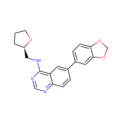 c1nc(NC[C@H]2CCCO2)c2cc(-c3ccc4c(c3)OCO4)ccc2n1 ZINC000036382586