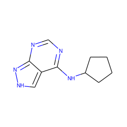 c1nc(NC2CCCC2)c2c[nH]nc2n1 ZINC000031811663