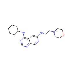 c1nc(NC2CCCCC2)c2cc(NCCN3CCOCC3)ncc2n1 ZINC000040892648