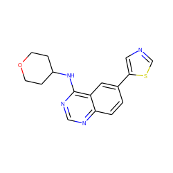 c1nc(NC2CCOCC2)c2cc(-c3cncs3)ccc2n1 ZINC000299852151