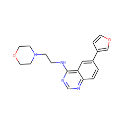 c1nc(NCCN2CCOCC2)c2cc(-c3ccoc3)ccc2n1 ZINC000033361850