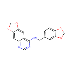 c1nc(NCc2ccc3c(c2)OCO3)c2cc3c(cc2n1)OCO3 ZINC000012360765