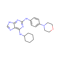 c1nc2c(NC3CCCCC3)nc(Nc3ccc(N4CCOCC4)cc3)nc2[nH]1 ZINC000003620786