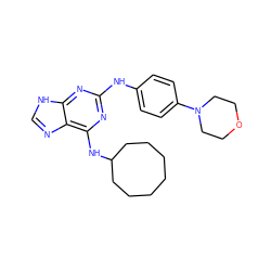 c1nc2c(NC3CCCCCCC3)nc(Nc3ccc(N4CCOCC4)cc3)nc2[nH]1 ZINC000013648448