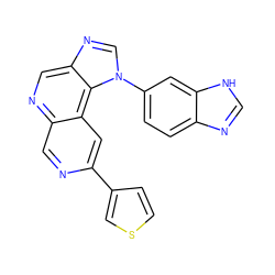 c1nc2ccc(-n3cnc4cnc5cnc(-c6ccsc6)cc5c43)cc2[nH]1 ZINC001772599641