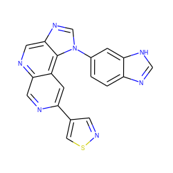 c1nc2ccc(-n3cnc4cnc5cnc(-c6cnsc6)cc5c43)cc2[nH]1 ZINC001772612421