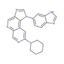 c1nc2ccc(-n3cnc4cnc5cnc(N6CCCCC6)cc5c43)cc2[nH]1 ZINC001772629725