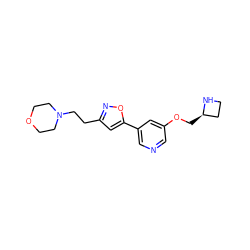 c1ncc(-c2cc(CCN3CCOCC3)no2)cc1OC[C@@H]1CCN1 ZINC000095572797