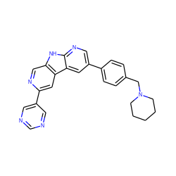 c1ncc(-c2cc3c(cn2)[nH]c2ncc(-c4ccc(CN5CCCCC5)cc4)cc23)cn1 ZINC000117455075