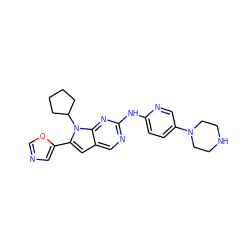 c1ncc(-c2cc3cnc(Nc4ccc(N5CCNCC5)cn4)nc3n2C2CCCC2)o1 ZINC000117726276