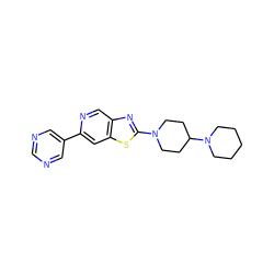 c1ncc(-c2cc3sc(N4CCC(N5CCCCC5)CC4)nc3cn2)cn1 ZINC000045301042