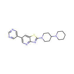 c1ncc(-c2cnc3nc(N4CCC(N5CCCCC5)CC4)sc3c2)cn1 ZINC000045291203