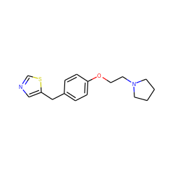 c1ncc(Cc2ccc(OCCN3CCCC3)cc2)s1 ZINC000013805447