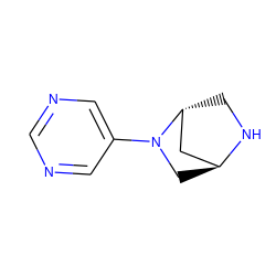 c1ncc(N2C[C@H]3C[C@H]2CN3)cn1 ZINC000100218356